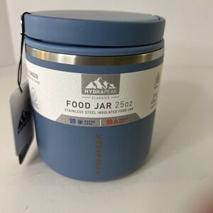 HydraPeak Food Jar 25oz Stainless Steel Insulated Food Jar Blue Carry Handle